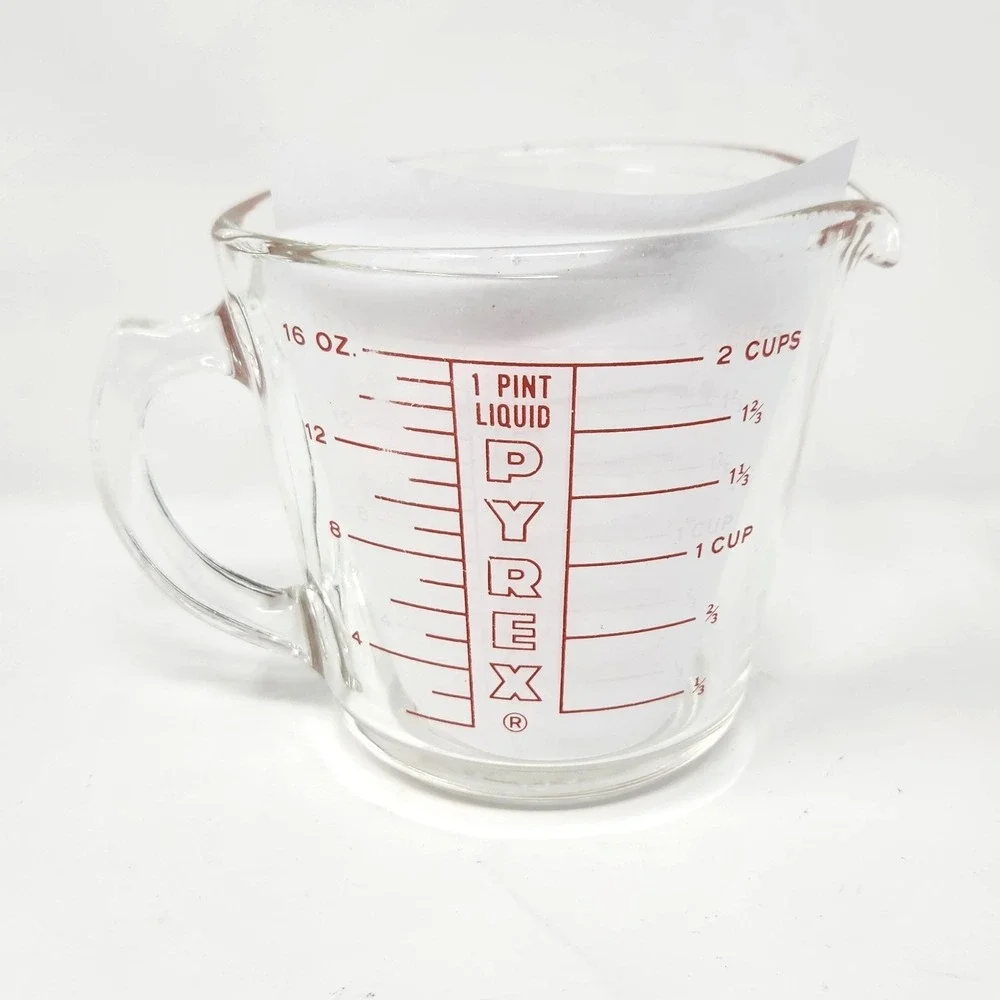 Vintage PYREX 2 Cup Measuring Cup Red Hollow Lettering